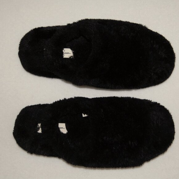 Jessica Simpson Women Size L (US 8-9) Black Faux Fur Slingback Slippers - Picture 3 of 7